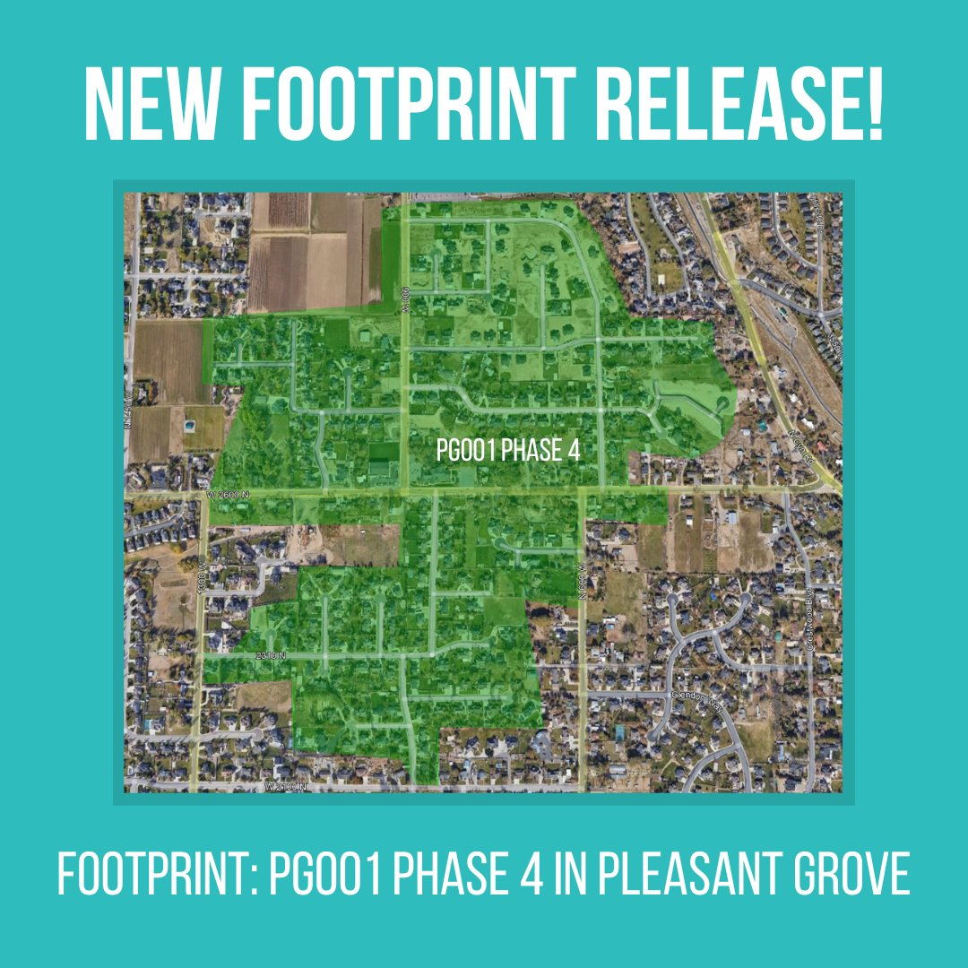 UTOPIAFiber's tweet photo. Don't mind us, we're just releasing another Pleasant Grove footprint! Phase 4 of PG001 is now available for connection, adding another 302 addresses to the UTOPIA Fiber network! @pleasantgroveut

Check out our website now to see if you can connect today! 
https://t.co/NffgGKZmPr https://t.co/7QQyNdYHwy