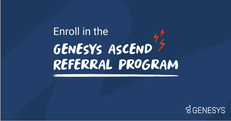 Genesys's tweet photo. We are excited to introduce the Genesys Ascend Referral Program – a further commitment to selling with and through our extensive community of channel partners. Enroll today: https://t.co/Oh5GoFLz2s.

#partners #partnerprogram