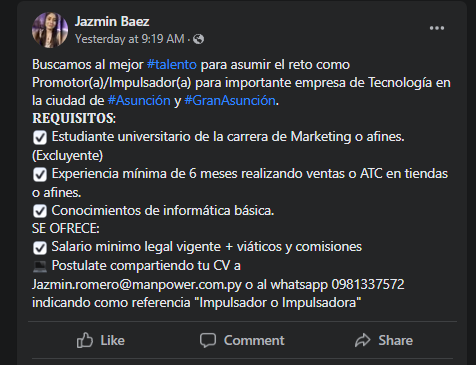 servin_vanezz's tweet photo. @laburosdemierda Para ser promotor ahora necesitas estudiar marketing, y tener conocimientos de informática. kkkk https://t.co/E7taUbr7ZN