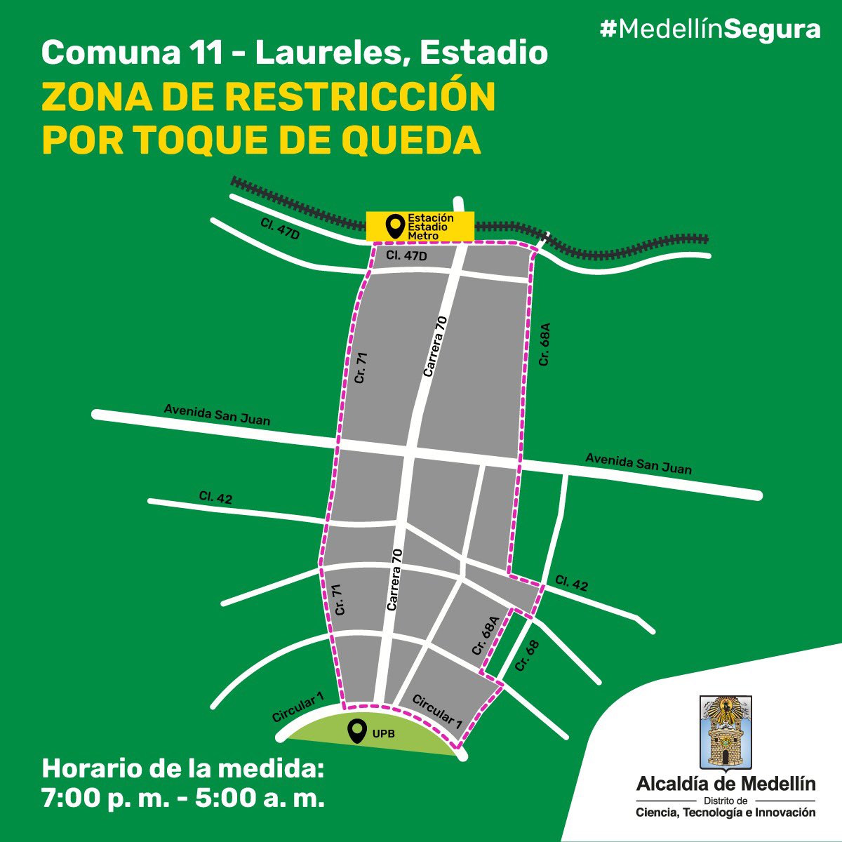 seguridadmed's tweet photo. Siendo uno de los objetivos más importantes el cuidado de la vida es nuestros niños, niñas, jóvenes y adolescentes, rige en Laureles - Estadio la medida de toque de queda para la protección de ellos. Siempre velaremos por la seguridad y el futuro de nuestra ciudad.#MedellínSegura https://t.co/WAXYH1d5cz