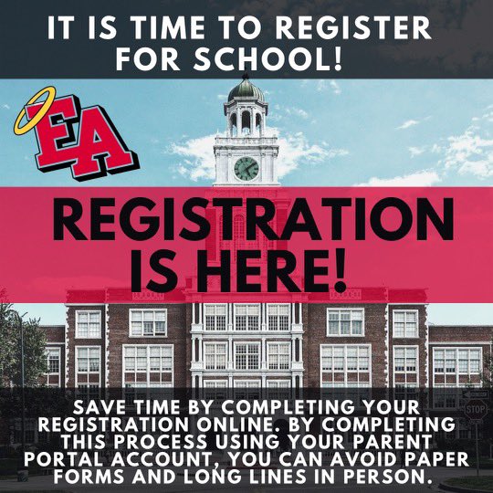 Hey Angels!!! Students whose last names begin with A-L, your registration day is Thursday. Students whose last names begin with M-Z, your registration day is Friday. Times for both days are 8-11 and 12-3. If you register online, you DO NOT need to come into the building.