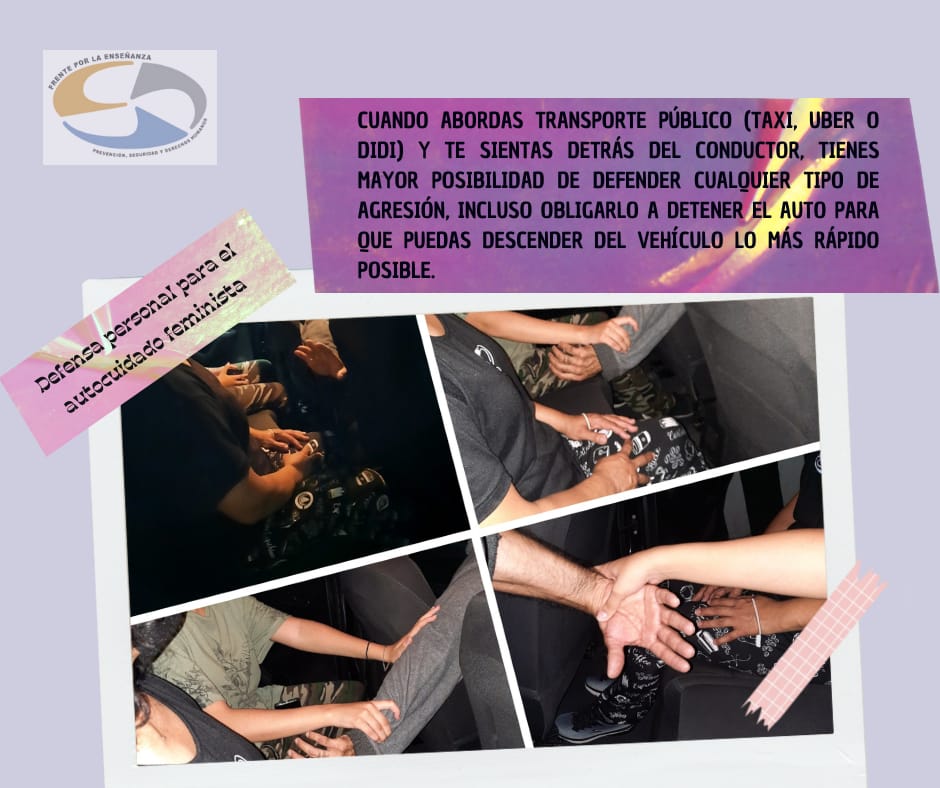 FrenteEnsenanza's tweet photo. Seguimos con la #defensapersonal para el #AutocuidadoFeminista ahora te presentamos unos #tipsparaviajar de #ManeraSegura en un vehículo, en caso de que requieras #Defenderte de una #agresion https://t.co/C2IuIBPKY2