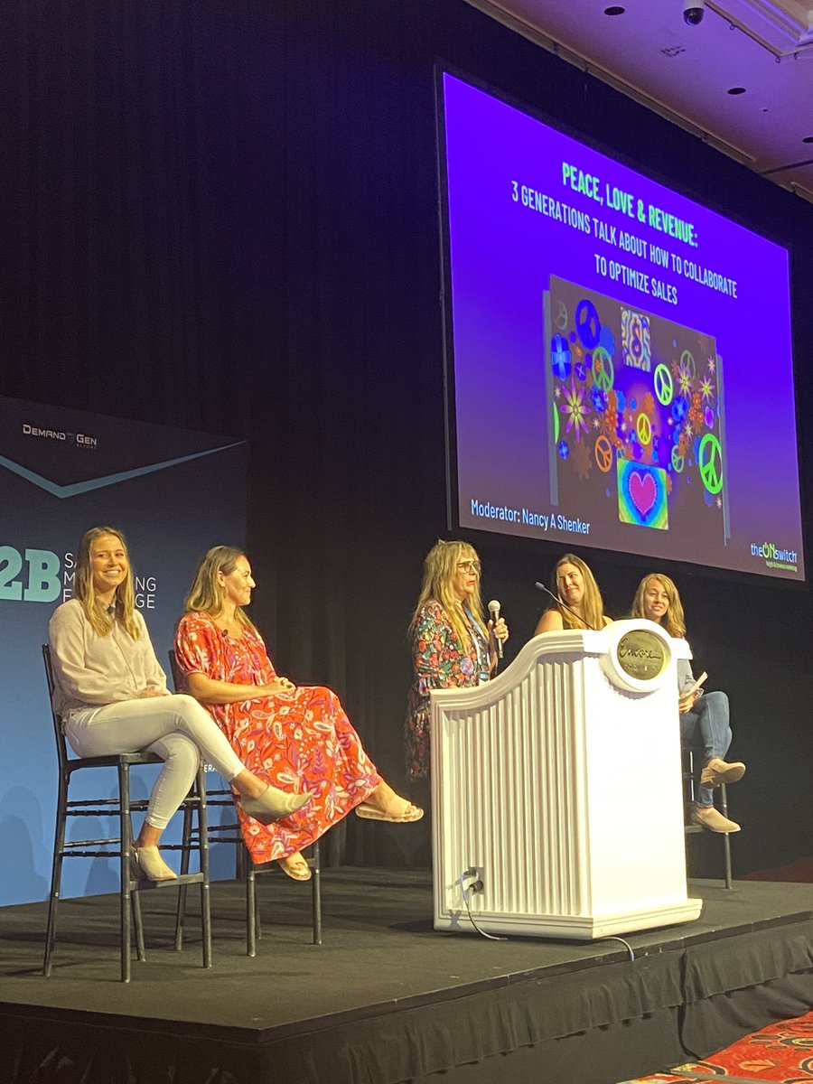 This! Rockstar panel of amazing women: 3 Generations Talk About How to Collaborate to Optimize Sales with <a href="/theonswitch/">Nancy A. Shenker</a> #B2BSMX #sales