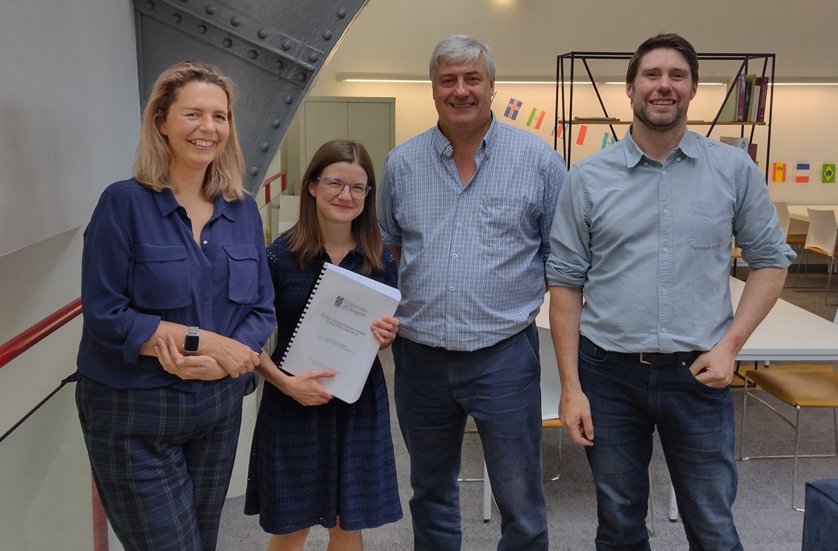 Congratulations to our latest <a href="/UofGPhysAstro/">UofG PhysAstro</a> <a href="/LHCbExperiment/">LHCb Experiment</a> doctor-in-waiting, @DanaLikesQuarks (and supervisors Lars Eklund and Paul Soler), after an epic viva exam and a mighty tome of a thesis. Thanks to examiners <a href="/MamaPhysikerin/">Victoria Martin</a> &amp; <a href="/agbuckley/">Andy Buckley (@agbuckley@mastodon.social)</a>