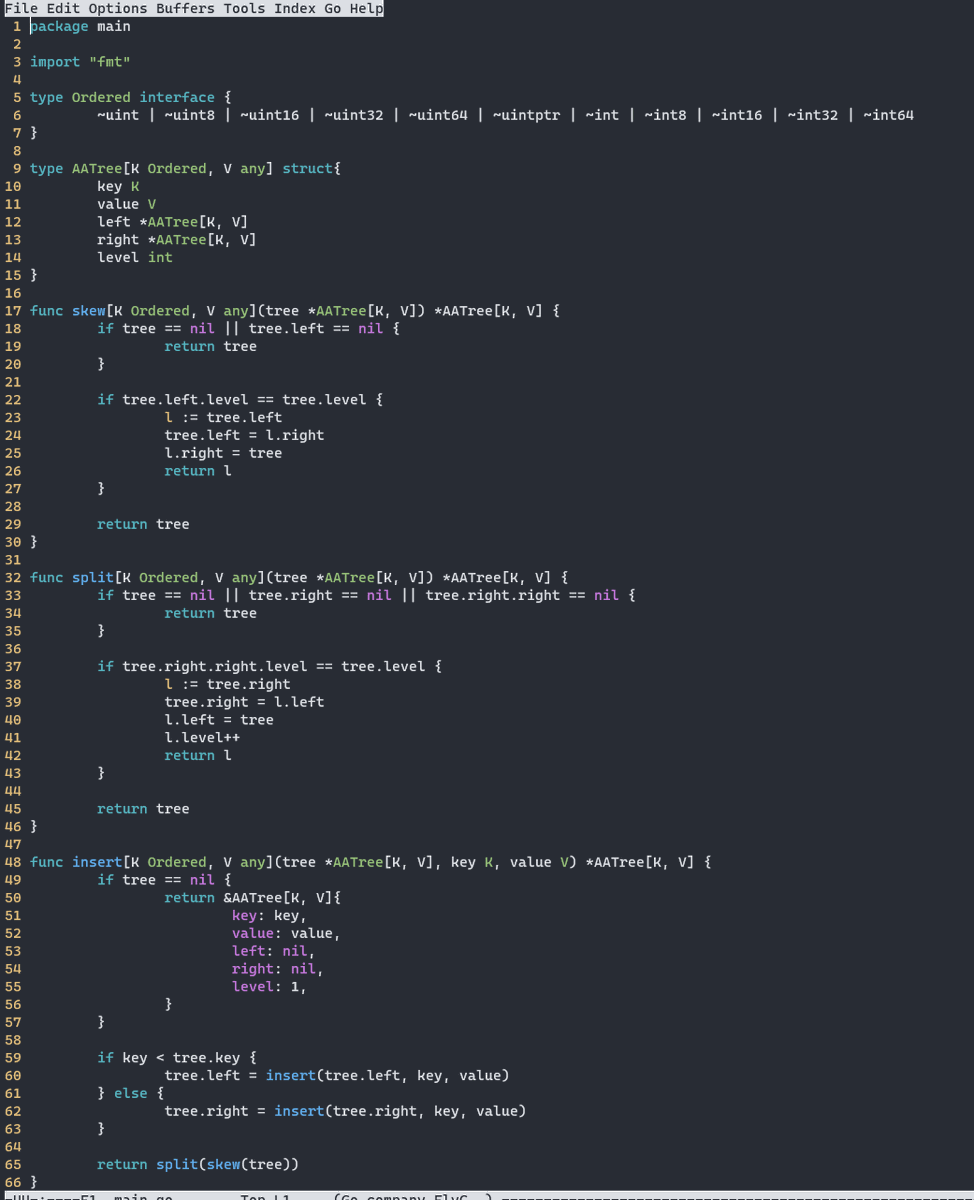 damn aa trees are my new defacto balanced tree

This is the shortest and easiest to understand of any balanced tree I've implemented.

Balanced insert in under 70 lines of code

cs.umd.edu/class/fall2019…