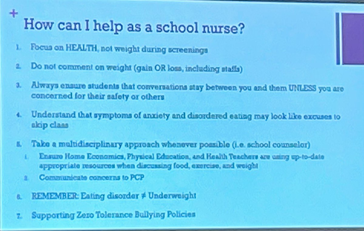 Eating disorders - ways a school nurse can help @NEUSHA2022 <a href="/EatingDisordrMA/">Cambridge ED Center</a>