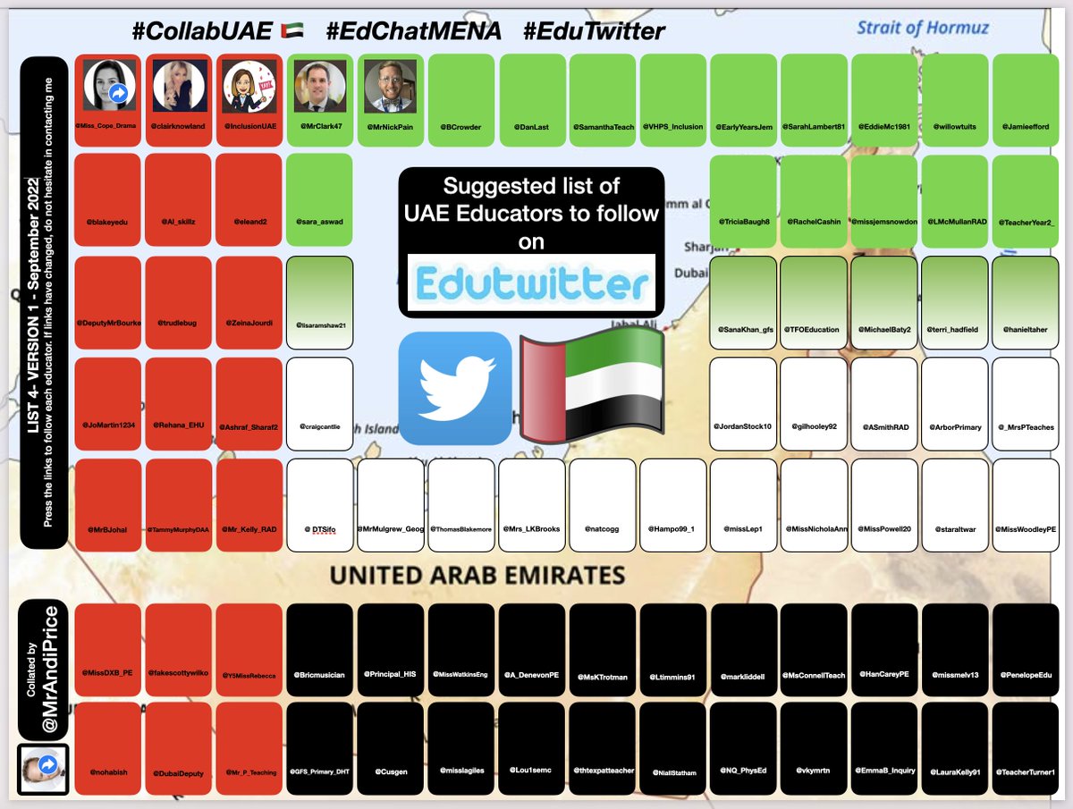 Calling all #CollabUAE 🇦🇪  Educators, new old &amp; joining 

Putting together 4th Really Useful Interactive List of Educators to follow. If you would like to be included just drop me a DM

Coming in Sept 2022 - Collaboration is Key!

Please RETWEET for wider audience

#UAE 🇦🇪