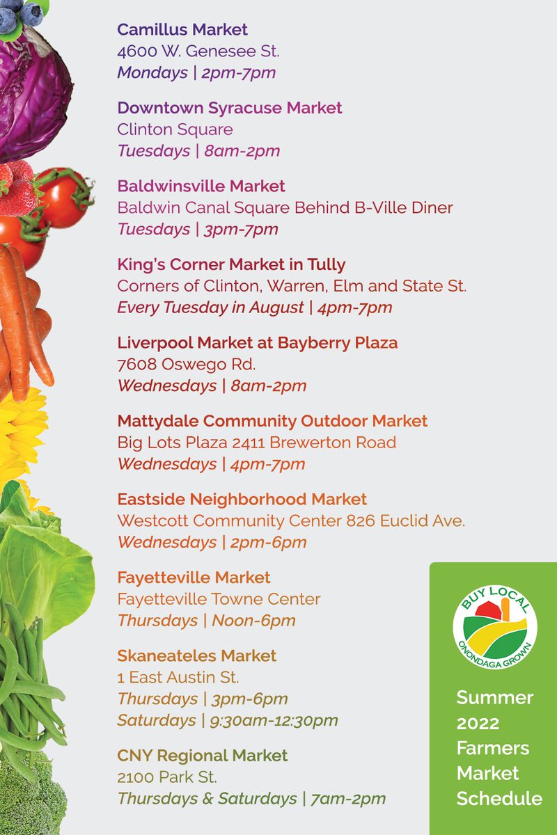 Celebrate #NationalFarmersMarketWeek by stopping by any of these amazing markets in <a href="/OnondagaCounty/">Onondaga County</a>