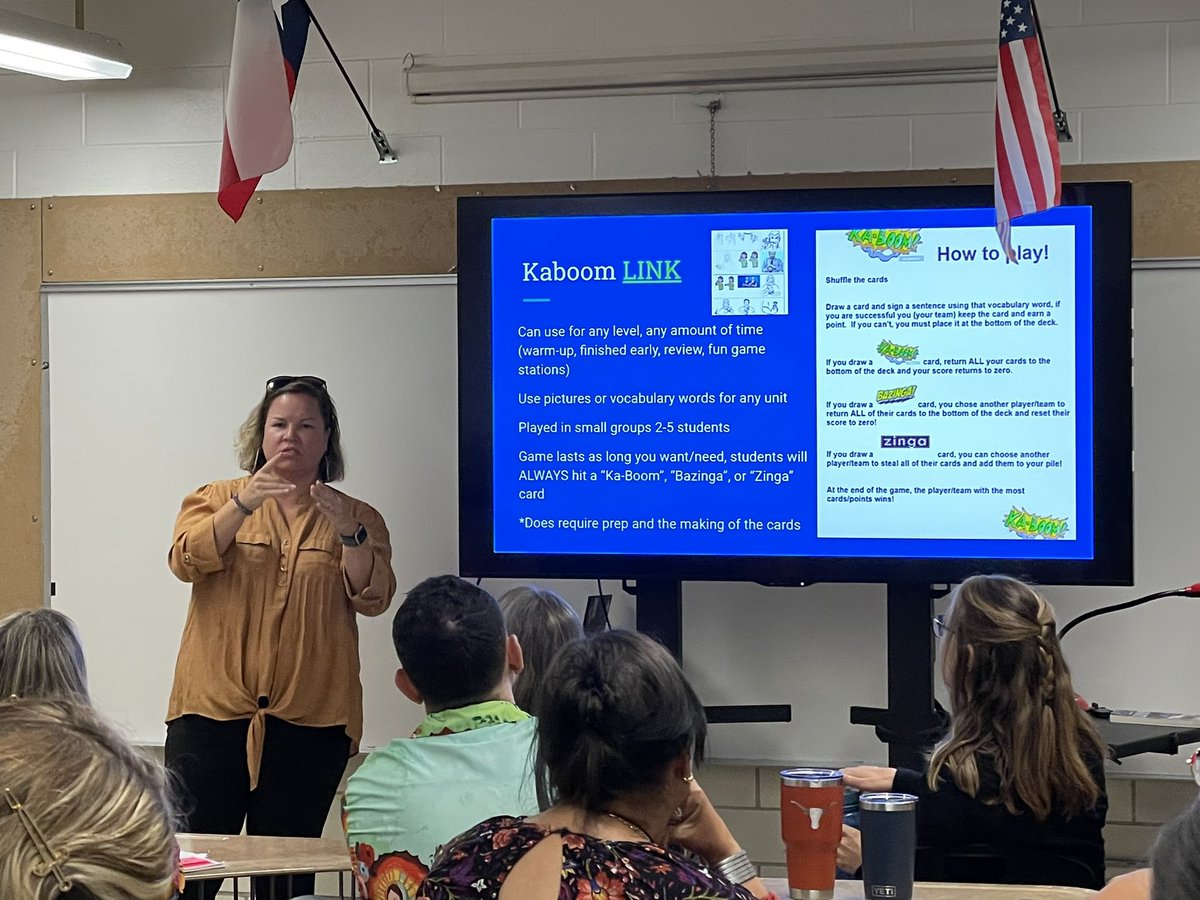Great presentation by two great ASL teachers Amanda Hepburn-Lake (@AISDBowie) and Eric Breland (@lasahighschool and @AHSnewss) on interactive games in language classrooms @AISDMultilingue #prideinperformance