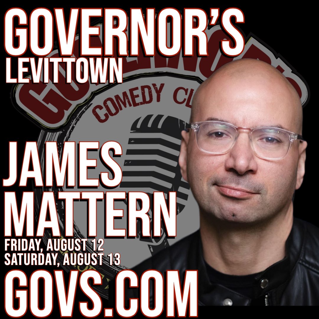 This Friday and Saturday at Governor's! Get your laugh on with @JamesLmattern! Go to GOVS.com for tickets