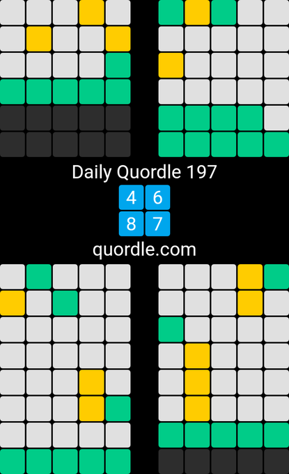I got way to excited about that second word today! 😏😏😏 Play to find out. Hehe #bdsm  Daily Quordle 197 4️⃣6️⃣ 8️⃣7️⃣ https://t<a href="/tag/bdsm"class="tags"><span>#bdsm</span></a>