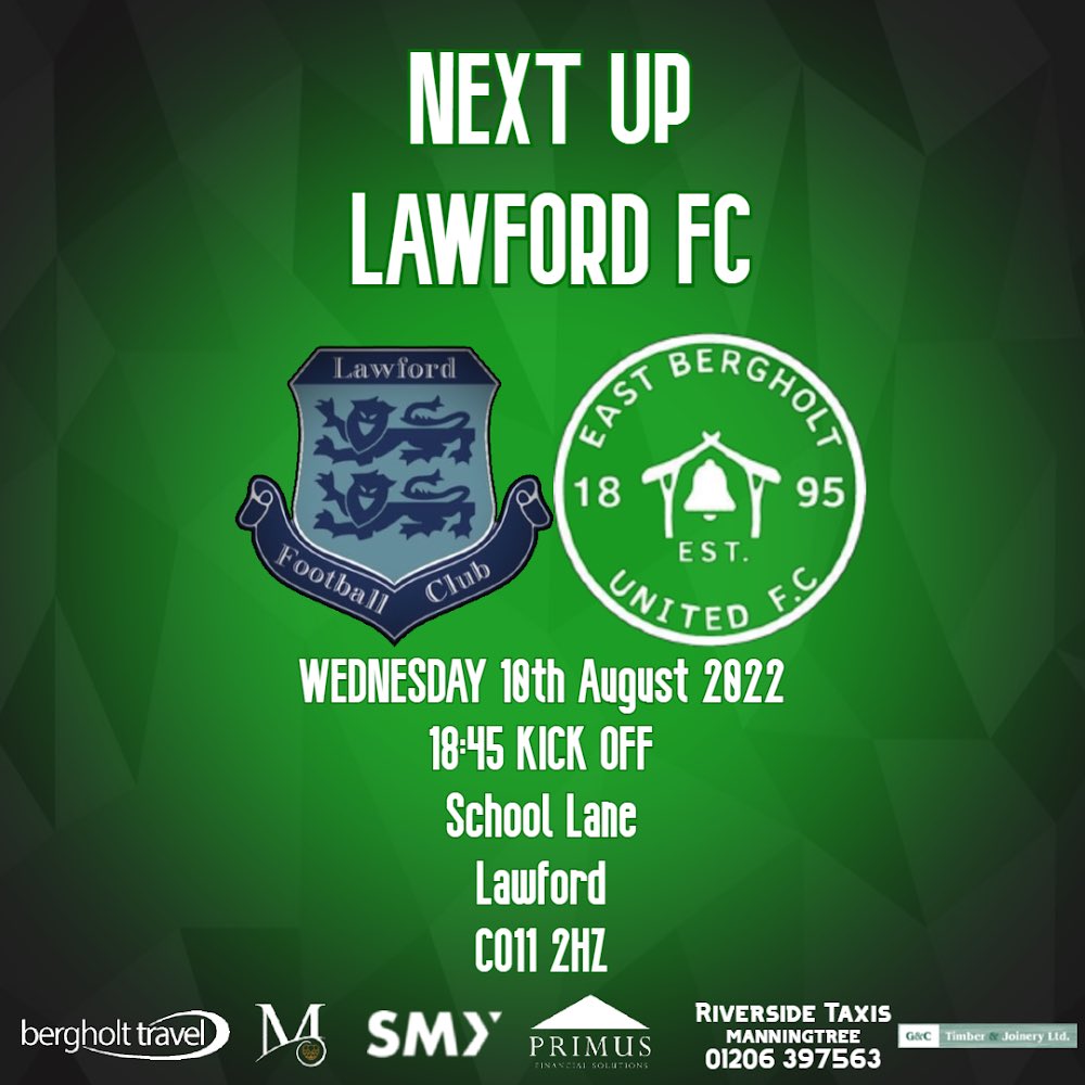EBUFC1's tweet image. Tomorrow, the 1st Team take on @LawfordFootball!

6:45pm kick off!

#GreenArmy

Sponsored by @smyitservices