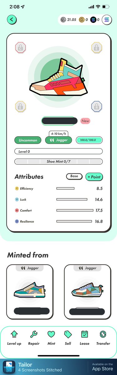 My first mint on #STEPN. Feeling lucky. 3 months in, 300+km walked/ran. So many changes to the mint retirements, so happy it paid off this time!! Best part of playing the game. #Stepnactivation 50489201