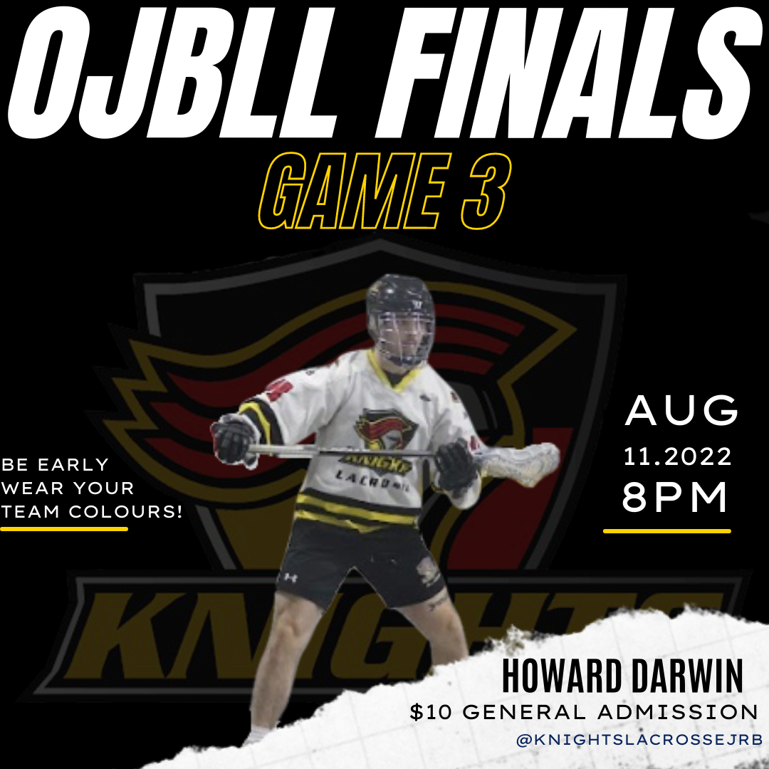 officialKLJRB's tweet photo. GAME THREE ON THURSDAY! Get out to @theOJBLL Finals @ Howard Darwin arena: Aug 11 @ 8pm. Get there early. Support your Knights! We're up 2-0 in the series. https://t.co/4pupKhGofP