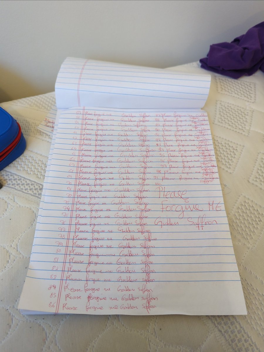 SaffronSlaveBoy's tweet photo. I disappointed @goddesssaffron and I am ashamed. I wrote out 100 lines begging for her forgiveness, and paid a tribute to please her. She is merciful. This is a learning opportunity to learn to serve her better. Thank you goddess https://t.co/GHHTiwo45j