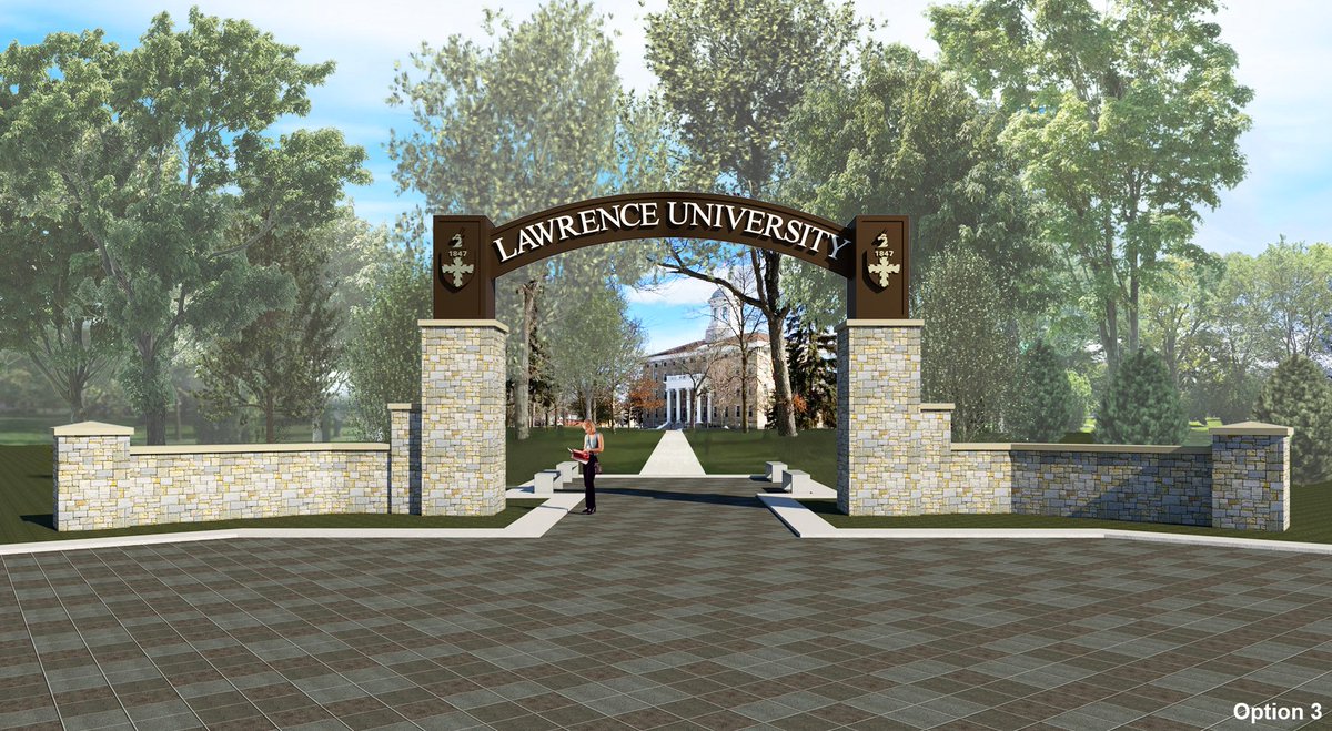 Who else spotted this McMahon sign at the Lawrence Lawn Main Stage during @mileofmusicfest this weekend? We designed the new entry arch that is under construction now at @lawrenceuni. Our rendering shows what it will look like when it is complete.