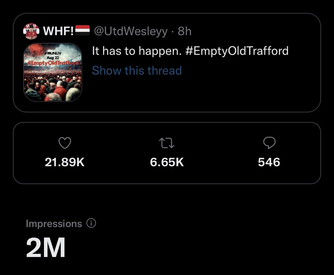 Make that two million. #EmptyOldTrafford #GlazersOut 🔰