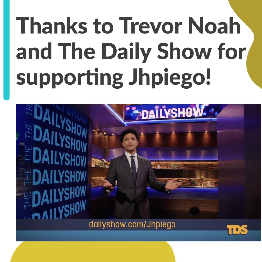 Jhpiego (@jhpiego) on Twitter photo Did you catch <a href="/TheDailyShow/">The Daily Show</a> last night? Thank you to <a href="/Trevornoah/">Trevor Noah</a> for giving Jhpiego a shout out! Stream the full episode on <a href="/ComedyCentral/">comedycentral</a>, and support Jhpiego at: dailyshow.com/jhpiego Did you catch <a href="/TheDailyShow/">The Daily Show</a> last night? Thank you to <a href="/Trevornoah/">Trevor Noah</a> for giving Jhpiego a shout out! Stream the full episode on <a href="/ComedyCentral/">comedycentral</a>, and support Jhpiego at: dailyshow.com/jhpiego