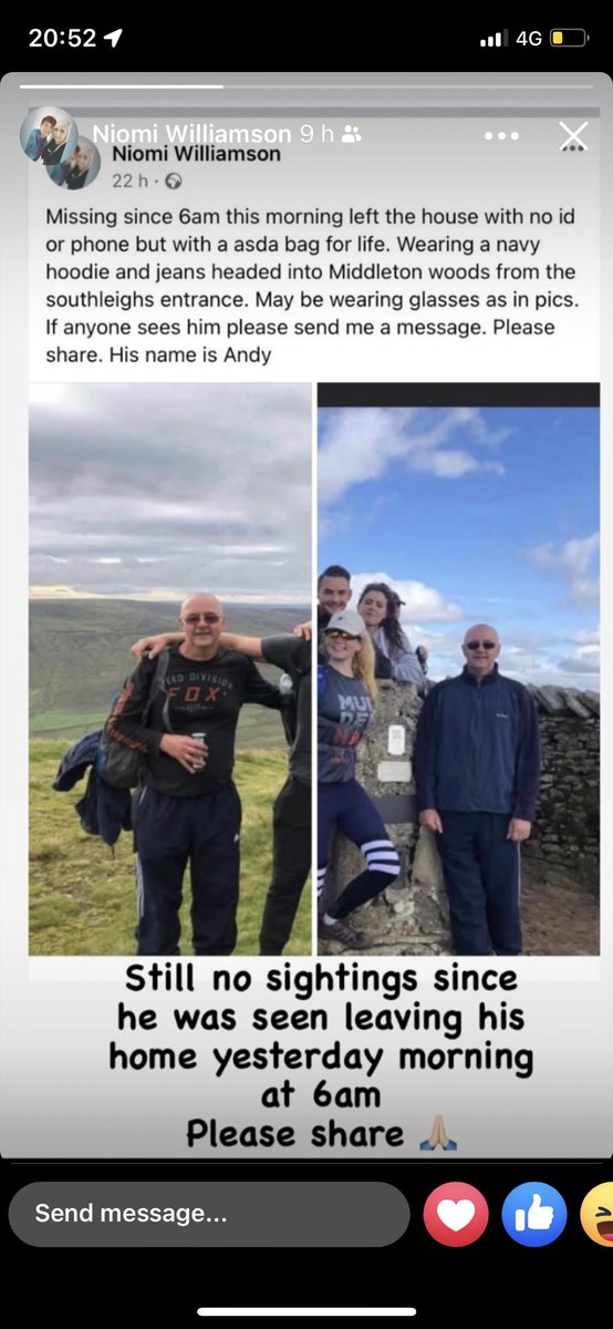 Can anybody help?!! my friends dad has been missing since 6:00am Monday 8th August. His name is Andy and he was last seen leaving Middleton woods next to south leeds stadium in Leeds #Leeds #missing #lufc #WestYorkshire #beeston #middleton #belleisle #help #LeedsUnited