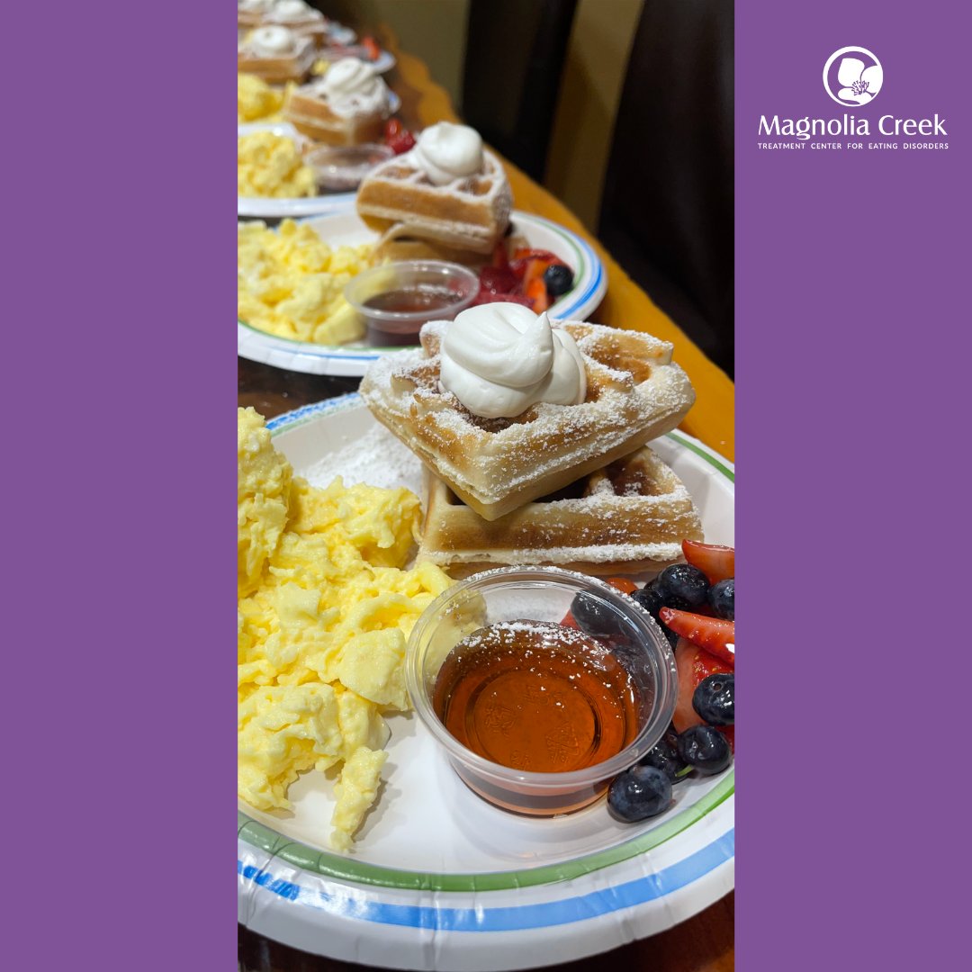 A peek at our 'breakfast for dinner' night! Here at Magnolia Creek, we believe that all food is good food, regardless of the time of day. 
#eatingdisorderrecovery #magnoliacreek