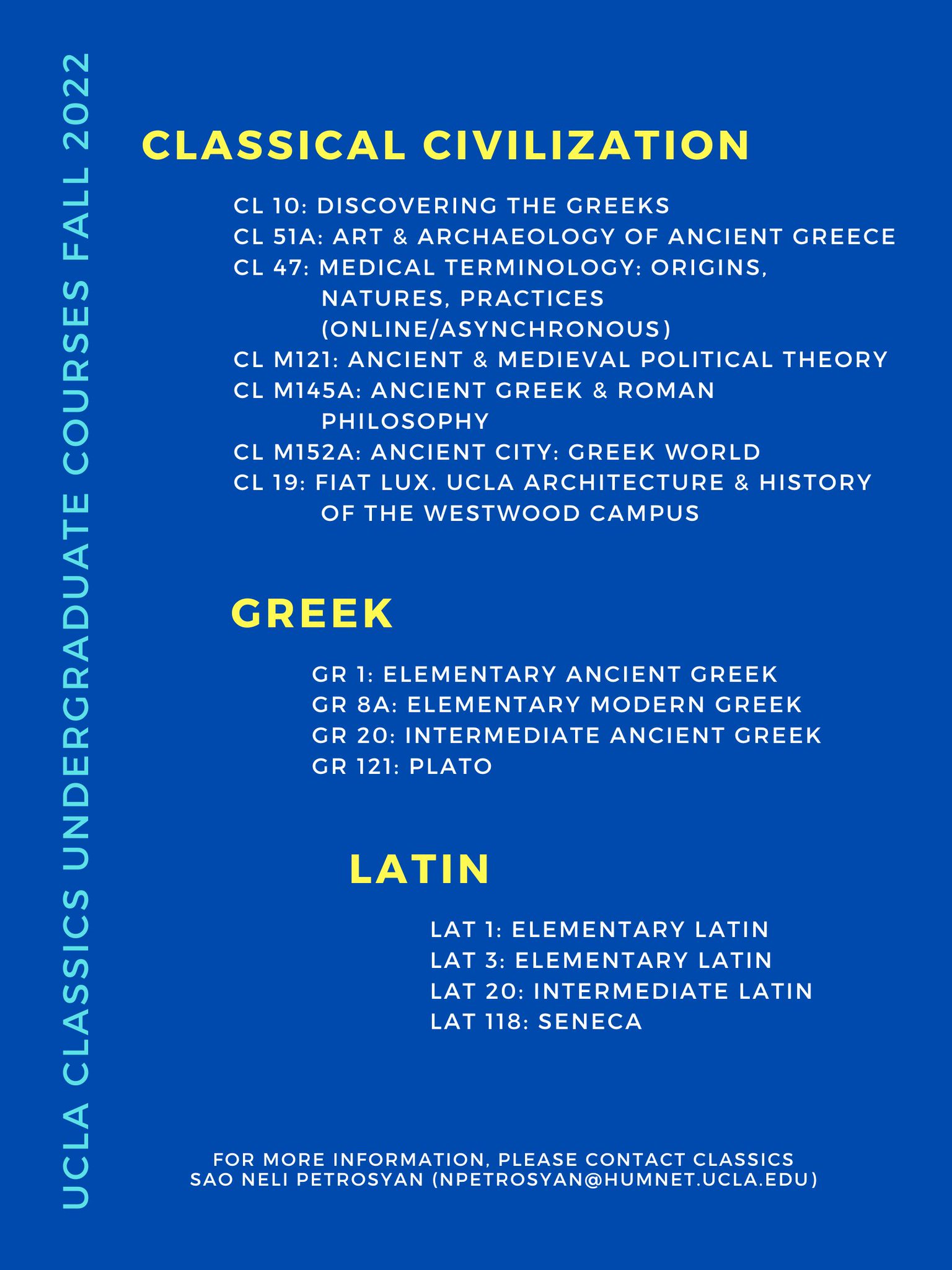 UCLA Classics on Twitter "our Fall 2022 undergraduate courses... https