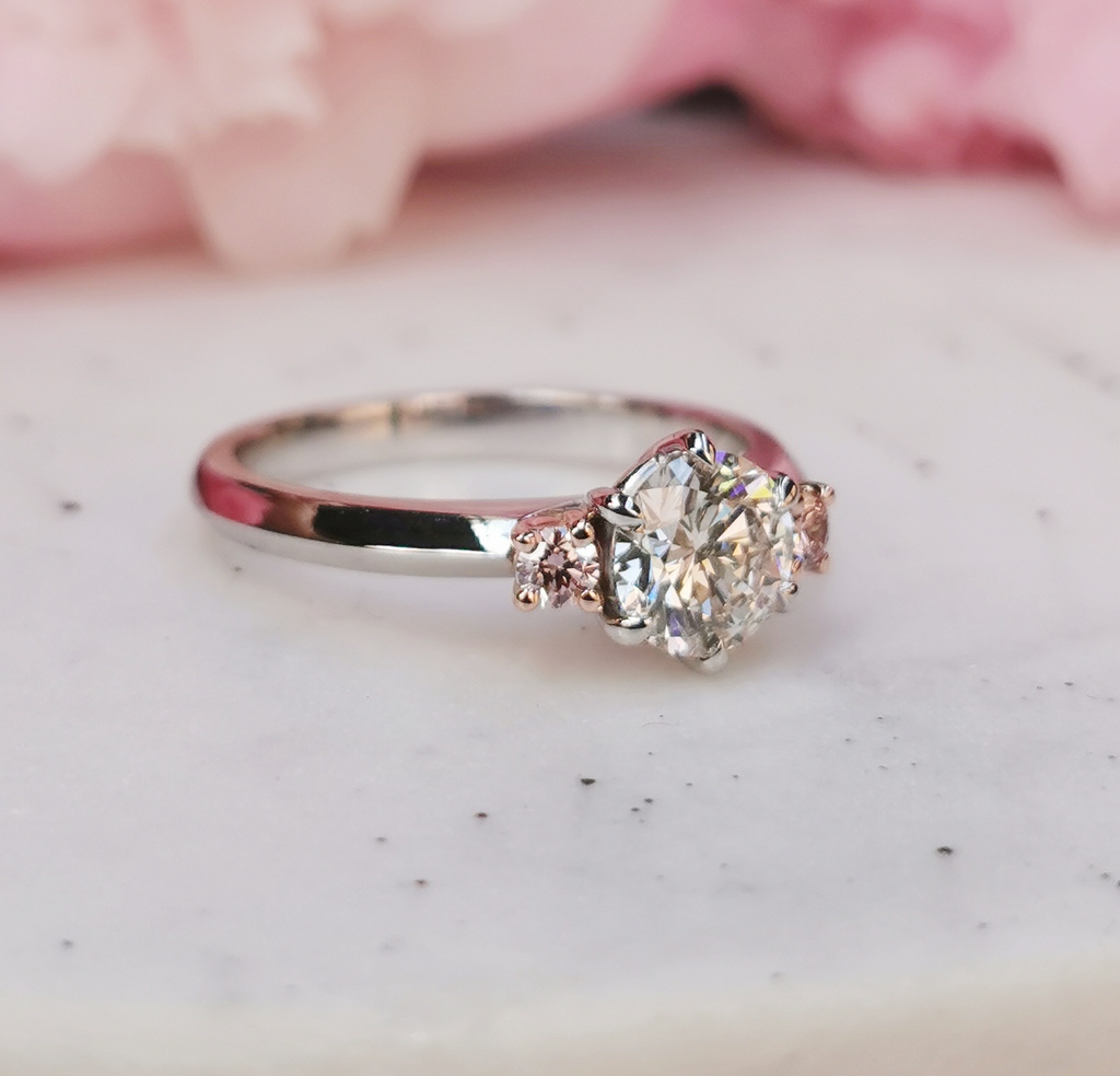 BillHicksDesign's tweet image. A perfect pair of pink Argyle Diamonds set in Rose gold with a D colour white diamond centre in White gold with a white gold band.  A future heirloom to be treasured for generations. 
billhicksjewellery.com.au/form/