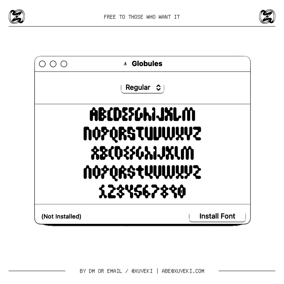 xuveki0000's tweet image. My font Globules is free now. Available by DM or email (abe@xuveki.com)

#type #typedesign #displaytype #fonts #freefonts