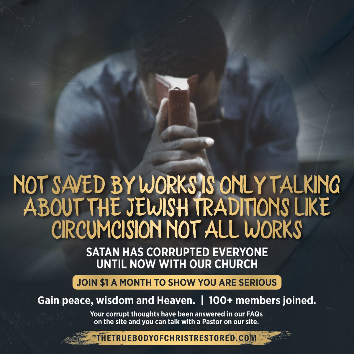 ChristRestored's tweet photo. What saved by works actually means.

Satan has corrupted everyone until now with our church. Join for $1 a month to show you are serious. Gain peace, wisdom &amp; Heaven. Over 100 members have joined already. - https://t.co/L4MFO7rcJ8

#bible #christ #christian #christianity https://t.co/DgXGNikmrA