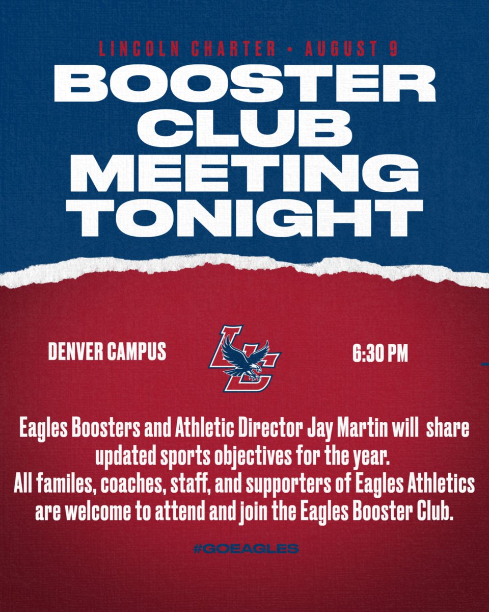 Booster Club Meeting TONIGHT 6:30pm Denver campus multi-purpose room
