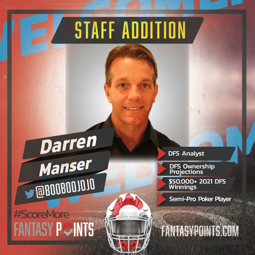FantasyPts's tweet image. Busy day here at FantasyPoints.com, and we're putting a ❗️ on it w/ a staff announcement! Proud to bring on @BooBoojojo as our in-house DFS pro, fresh off a $50,000+ 2021 year. 

Give him a follow &amp;amp; catch him in the #DFS Discord channels!