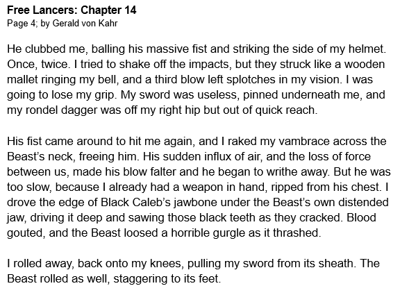 FREE LANCERS: Chapter 14

A Mercenary Knight launches into a fight for his life.

Released 2x Daily, A Knight's Tale meets the Witcher.

You can also read here -> linktr.ee/gvonkahr