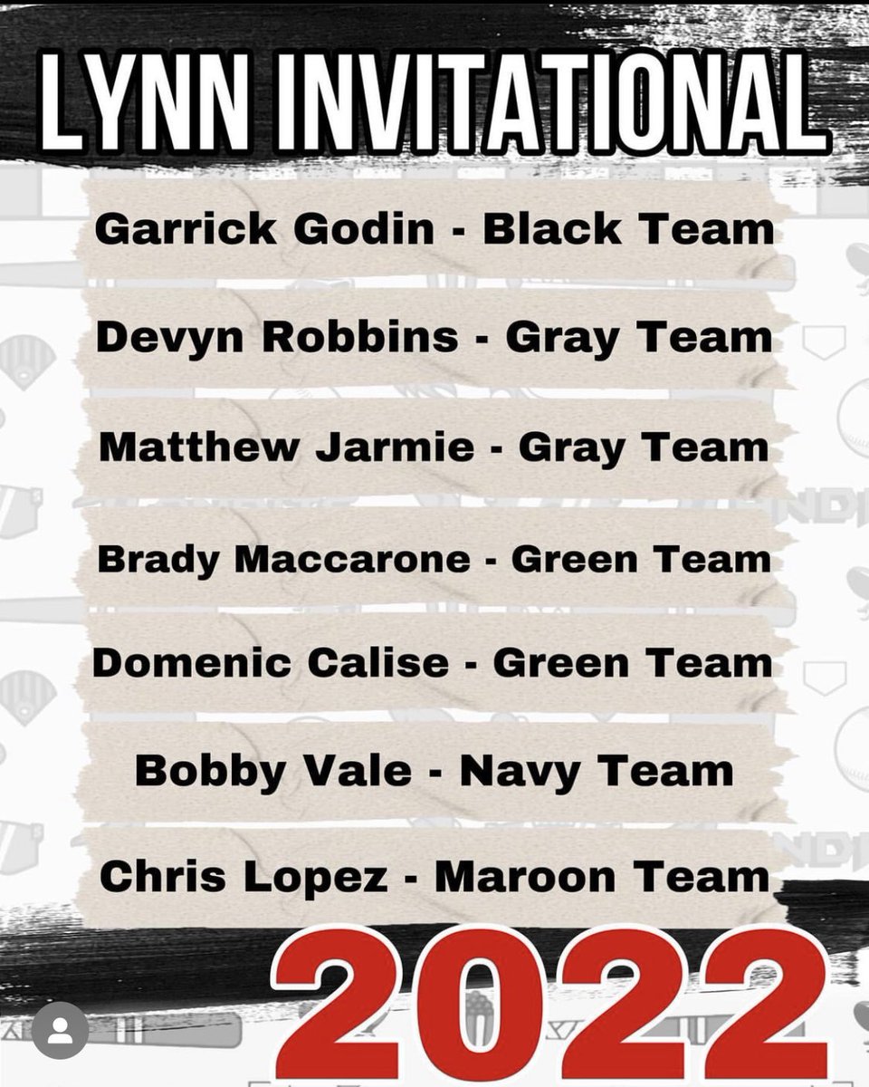 Lynn Invitational August 10-12
Brady Maccarone pitching for Green Team - 8/11 9 A.M. <a href="/BBALLBANDITS01/">BANDITSBALLCLUBRI</a> <a href="/RhodyBaseball/">Rhody Baseball</a> <a href="/DeanAthletics/">Dean Bulldogs</a> <a href="/WheatonBSB/">Wheaton Baseball</a> <a href="/SCPrideBaseball/">Springfield Baseball</a> <a href="/AssumptionBASE/">Assumption Baseball</a> <a href="/WSUBaseball1/">Worcester State University Baseball</a> <a href="/WSUOwlsBaseball/">Westfield State Baseball</a> <a href="/RICbaseball/">RIC Baseball</a>