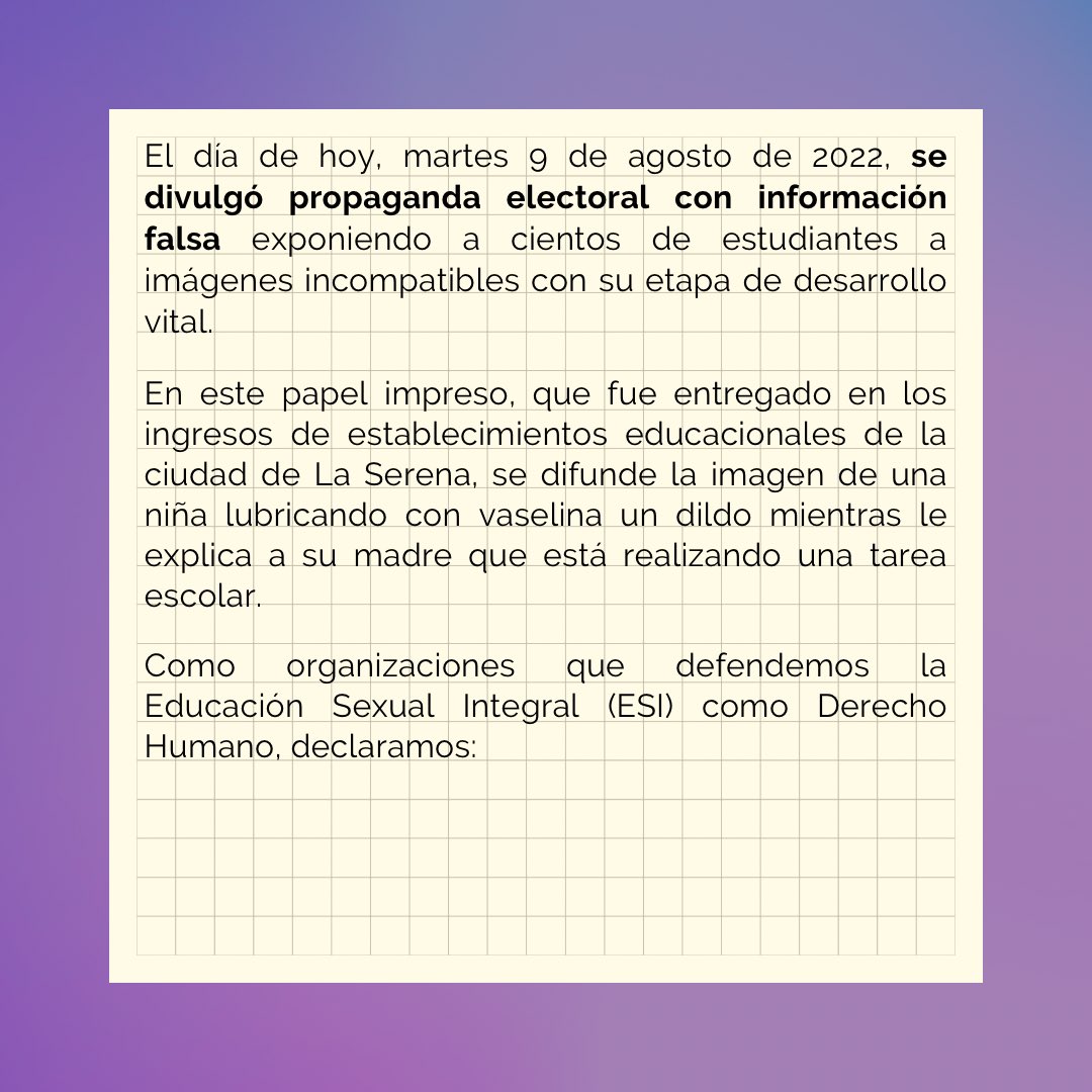 abortando_mitos's tweet photo. El día de hoy vimos la divulgación del rechazo con una ilustración de una niña realizando una práctica sexual para difundir mentiras sobre la educación sexual integral.
Frente a esto, como organizaciones de la sociedad civil y personas independientes declaramos lo siguiente
1/3 https://t.co/g3nI1a60Xv