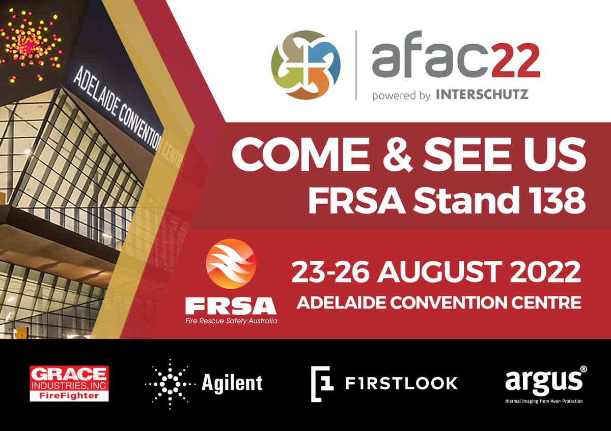 FRSA (@frsafirerescue) on Twitter photo COME AND SEE US AT #AFAC22.
Showcasing top products from Grace, Agilent, FirstLook and Argus among Others
Stand 138
23-26 AUG 2022
ADELAIDE CONVENTION CENTRE
bit.ly/3aJbqXk
#FRSA or #FRSNZ
1300 4 RESCUE, 0800 4 FRSNZ
enquire@frsa.com.au, admin@frsnz.co.nz COME AND SEE US AT #AFAC22.
Showcasing top products from Grace, Agilent, FirstLook and Argus among Others
Stand 138
23-26 AUG 2022
ADELAIDE CONVENTION CENTRE
bit.ly/3aJbqXk
#FRSA or #FRSNZ
1300 4 RESCUE, 0800 4 FRSNZ
enquire@frsa.com.au, admin@frsnz.co.nz