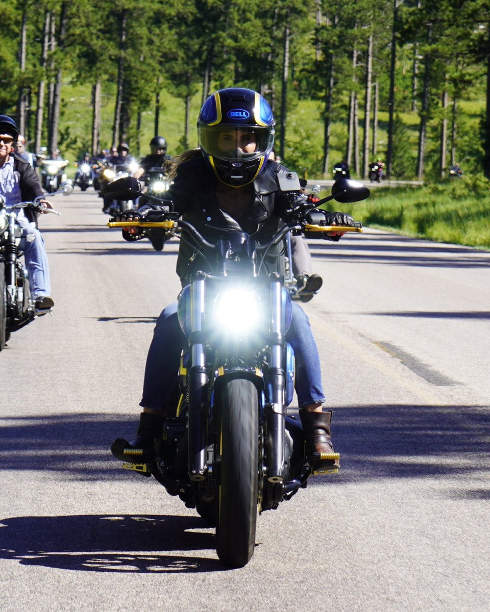GovsMom's tweet photo. Kristi loves Sturgis. She’s great on her bike and loves it! I do worry about her when she does though… because accidents can happen 🤭 https://t.co/MmqBOmxhqv