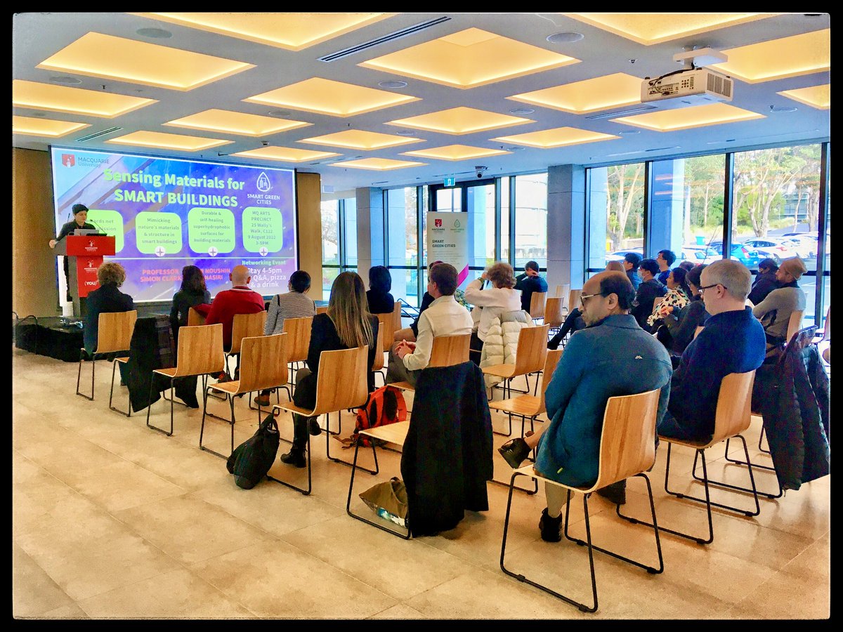 <a href="/MQ_SGC/">@MQ_SGC</a> thanks Dr Noushin Nasiri, host/presenter, and co-presenters Professors Shujung Huang &amp; Simon Clark.  We enjoyed a very interesting afternoon of talks yesterday on their research into Sensing Materials for Smart Buildings before networking over pizza. <a href="/MQSciEng/">Science and Engineering @ MQU</a>