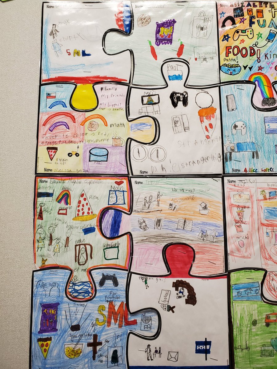 One of last week's community building activities.  Our theme this year is "Individually unique, together complete" So the kids got to decorate their puzzle pieces with what makes them unique. ❤🧩 #BetterTogether <a href="/ajbushelem/">Bush Elementary</a> <a href="/TeraeHarris/">Terae Oubré Harris</a>