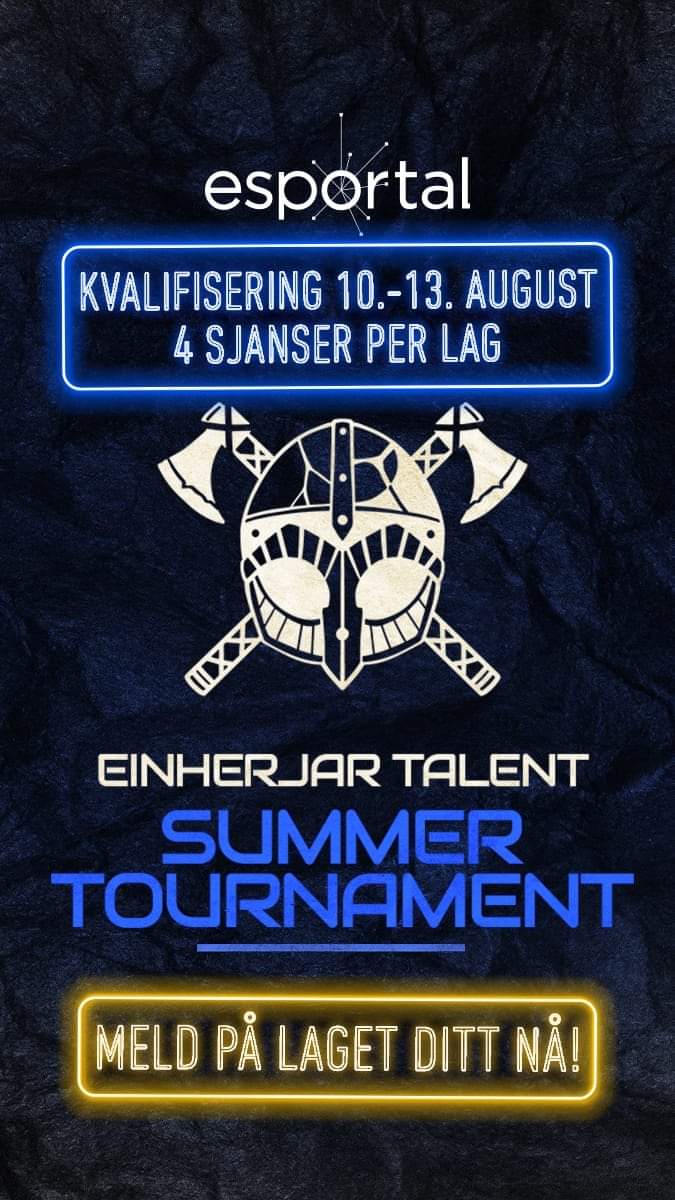 FØRSTE KVALIFISERINGSRUNDE ER I MORGEN! 🔥

Hver kvalifisering, av totalt 4, sender 1 lag til offline-sluttspillet på Revheim skole!

Siste mulighet for å kunne delta er den 13. august, grip sjansen til å få en bit av premiepotten på 10.000 kr! 🎉