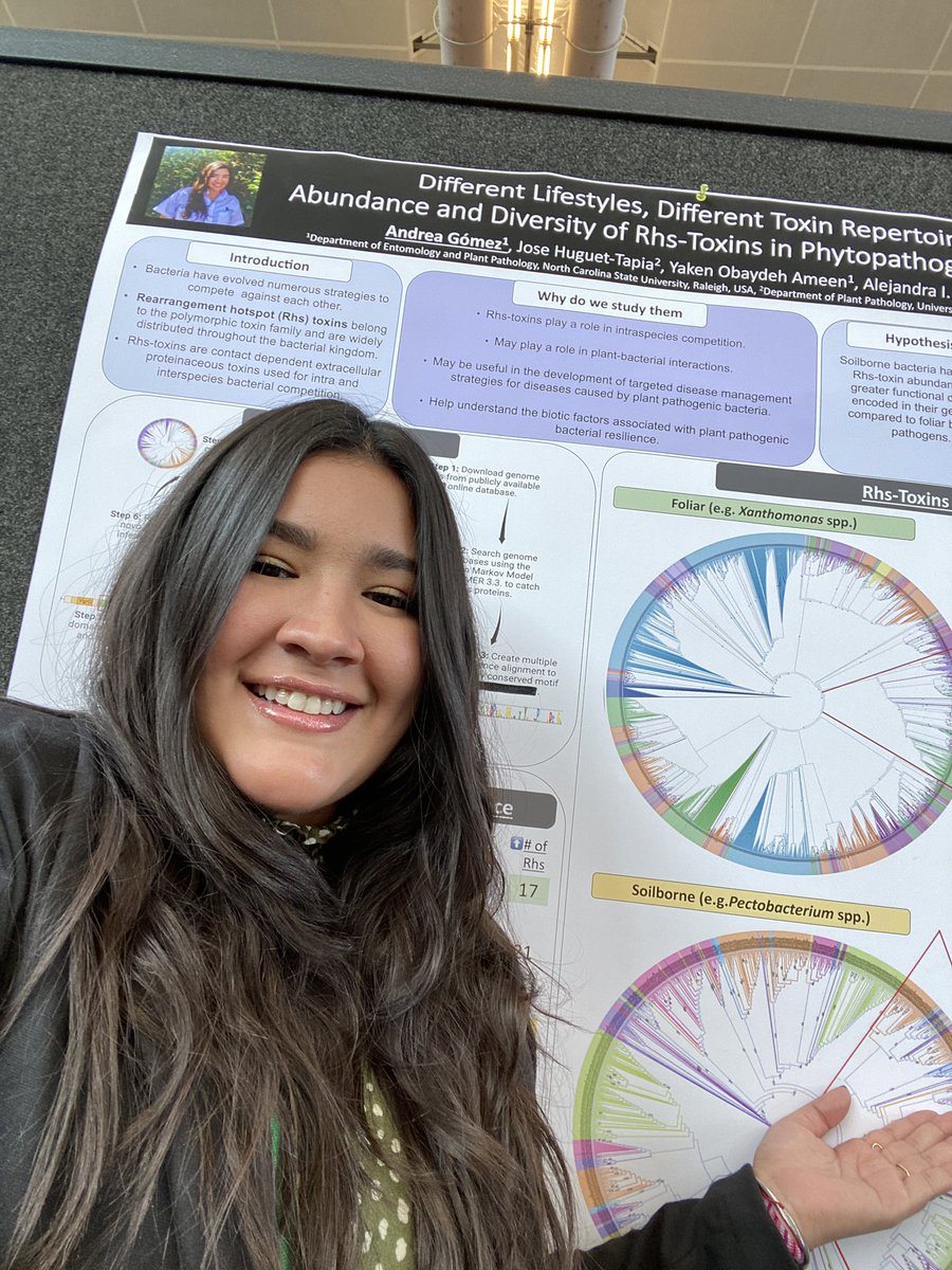 amgomezc_'s tweet photo. I had a great time today presenting for the first time my research poster tittled “Different lifestyles, different toxin repertoires”, thanks to my amazing PI @Alitalamorenita for always encouraging me to do my best!! #latinwomaninscience #Huertalab #PlantHealth2022 @NCSU_DEPP https://t.co/XbxF21d4dx