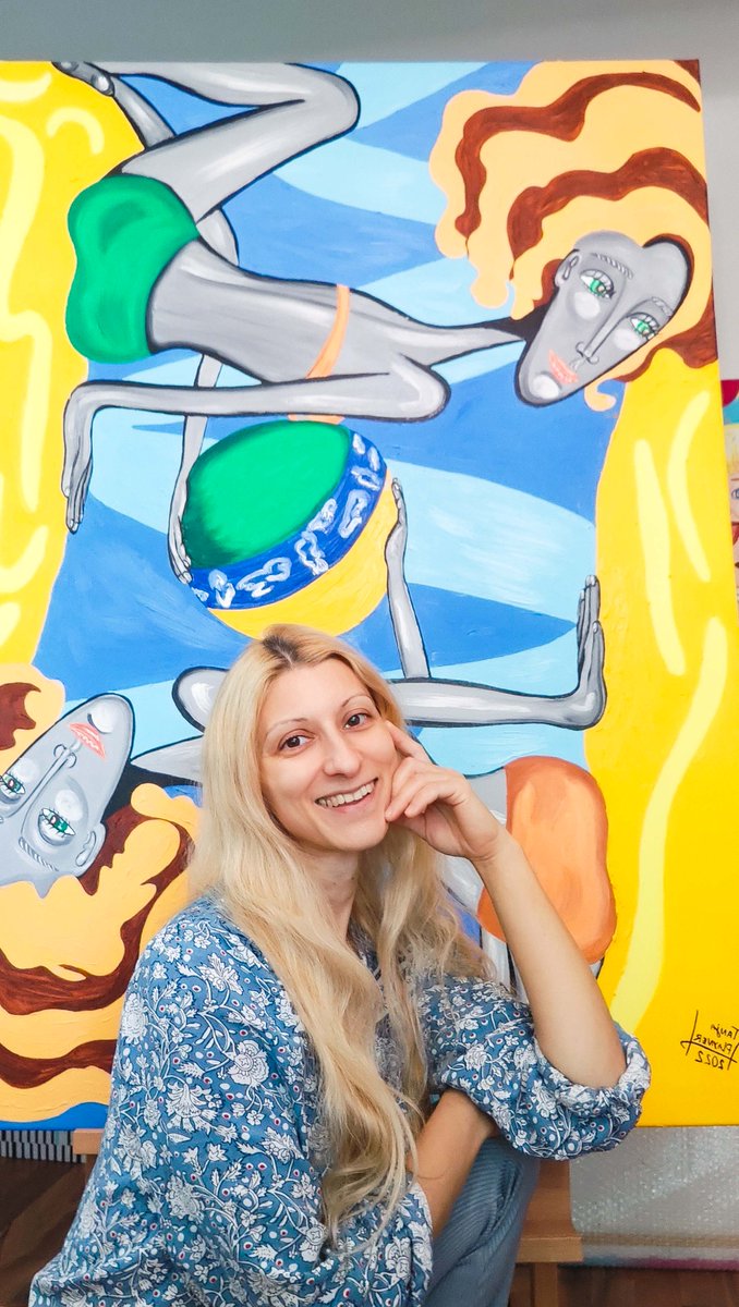 The time in the studio are my source of energy 🙂
Giving free rein to your thoughts.
My four-legged art critic comes to me in the studio 🙂
The new work of art by Tanja Playner will be on display in the exhibition in Persenbeug from September 3rd 🙂

#tanjaplayner #artists #art