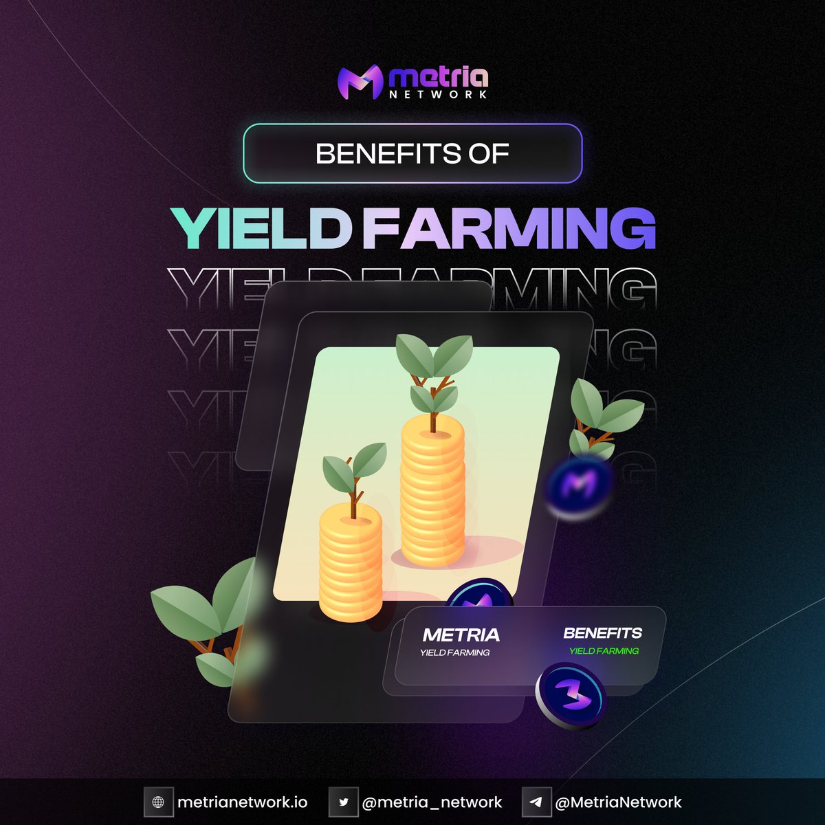 🚜The main advantage of yield farming is the profit opportunity it gives to the users!

👨‍🌾One can make significant gains by choosing the correct project to farm on.🌾

🤑Here <a href="/metria_network/">Metria Network</a> earn passive income, rewards, &amp; tokens with endless yield farming thru liquidity pools!💸