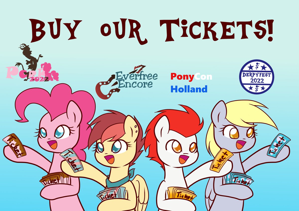 You don't know what to do the next month? 
Don't worry ;)

<a href="/TheOfficialPCRP/">PCRP_Deutschland</a> 
<a href="/Everfree_Encore/">Everfree Encore</a> 
<a href="/PonyConHolland/">PonyCon Holland</a> 
<a href="/derpyfest/">Derpyfest</a> 

Have just the thing for you :D
Don't hesitate and buy your tickets now!