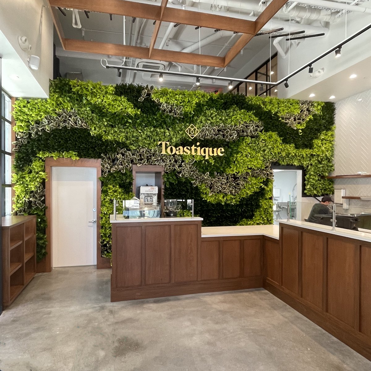 🌱Toastique boutique gourmet bar has added a green wall to its store. This is their second location with a GSky wall.  🌱 The wall is designed to bring more light and nature into the store, creating an immersive environment that makes customers feel healthy and relaxed.