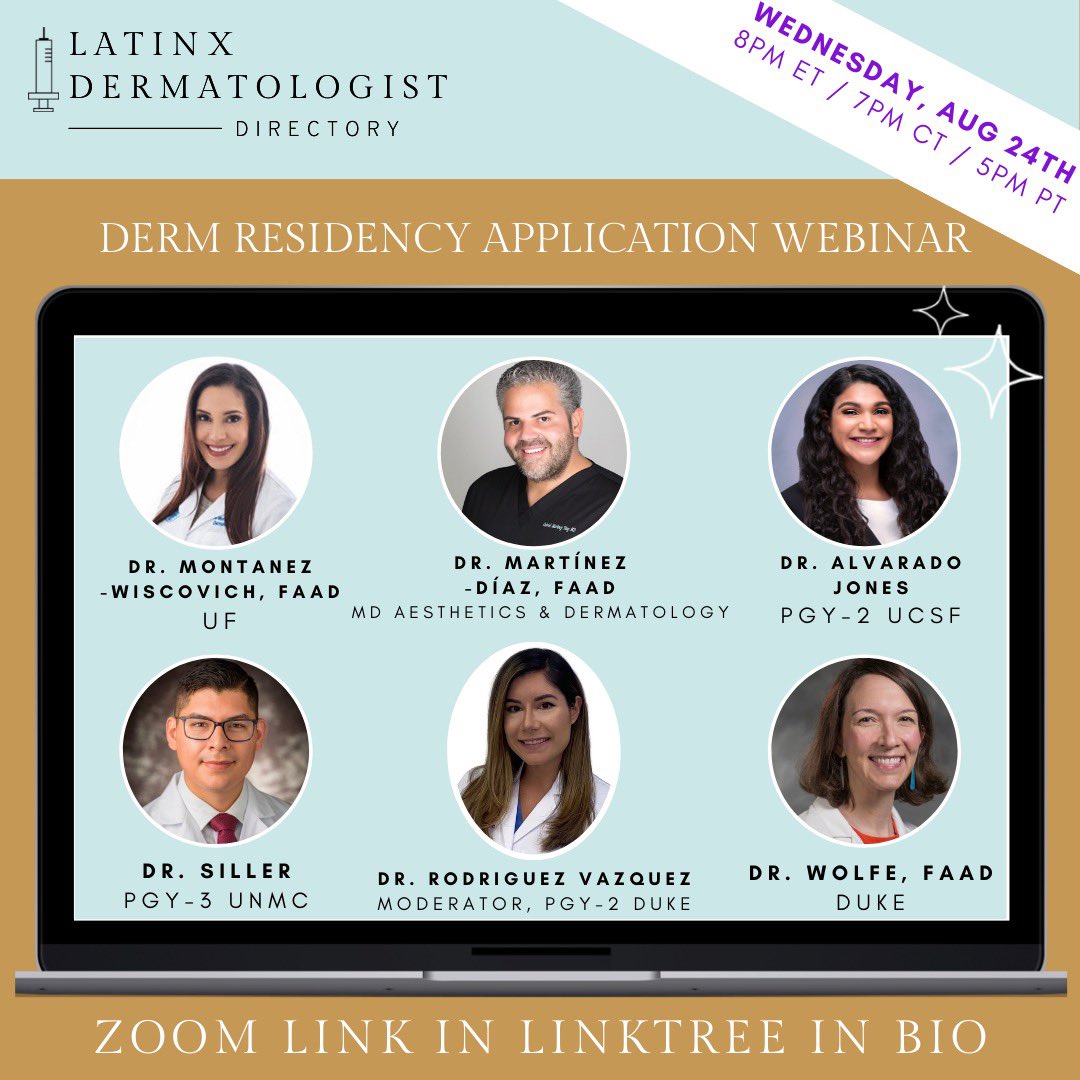 We hope to see you at our upcoming applying to dermatology residency webinar on Wednesday, August 24th at 8pm ET / 7pm CT / 5pm PT! Comment below with any questions you have regarding the application process and we’ll be sure to answer them then! ✨#Dermtwitter
