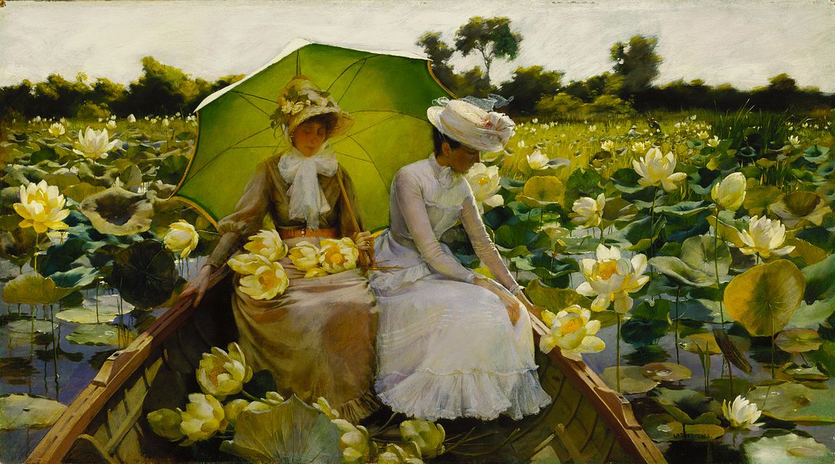 wikivictorian's tweet photo. Lotus Lilies, by American painter Charles Courtney Curran (1888). Terra Museum of American Art. https://t.co/3JqsICeKTe