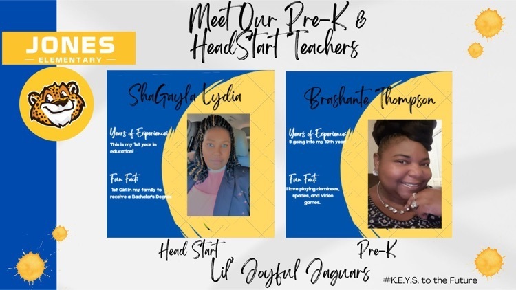 Meet our Pre-K and Head Start Teachers… our Lil’ Joyful Jaguars are the KEYS to the Future at Jones! 
#WeAreJones
#KEYStoTheFuture
<a href="/TylerISD/">Tyler ISD 🏛</a>
<a href="/ClassyCrain/">Dr. NaTasha Crain</a>
