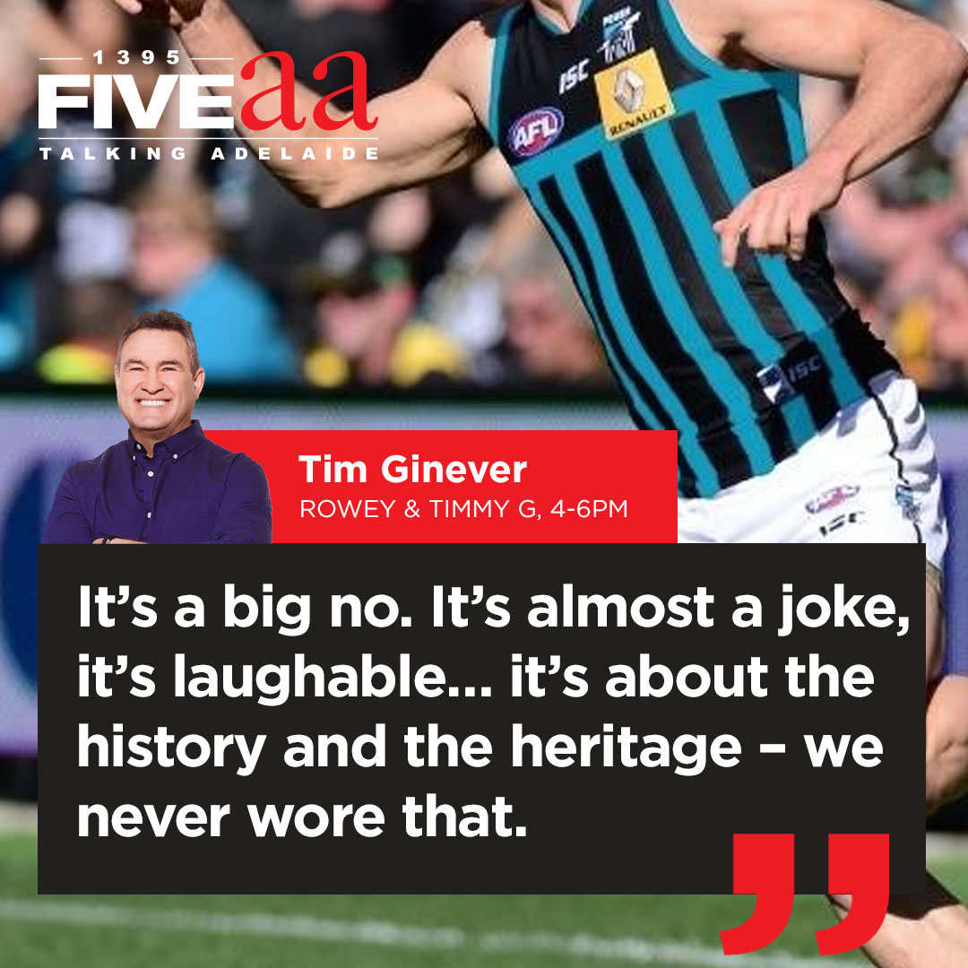 Timmy G on Collingwood’s offer to let Port Adelaide wear the prison bar jumper if it uses teal instead of white.