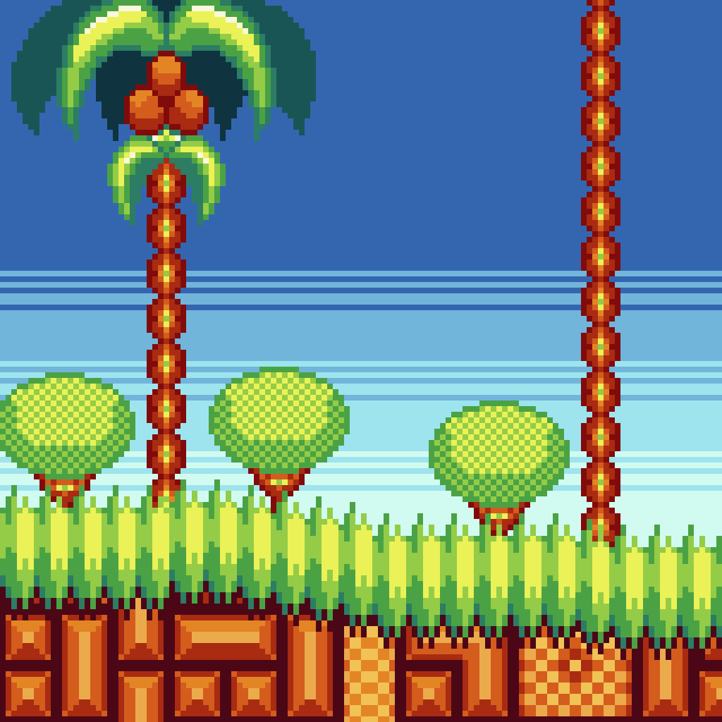 mattiozbr's tweet photo. first time making a custom tile for my favorite Sonic game...🌴 #emeraldhill #tileset #sonic2 https://t.co/bjGrvDgxje