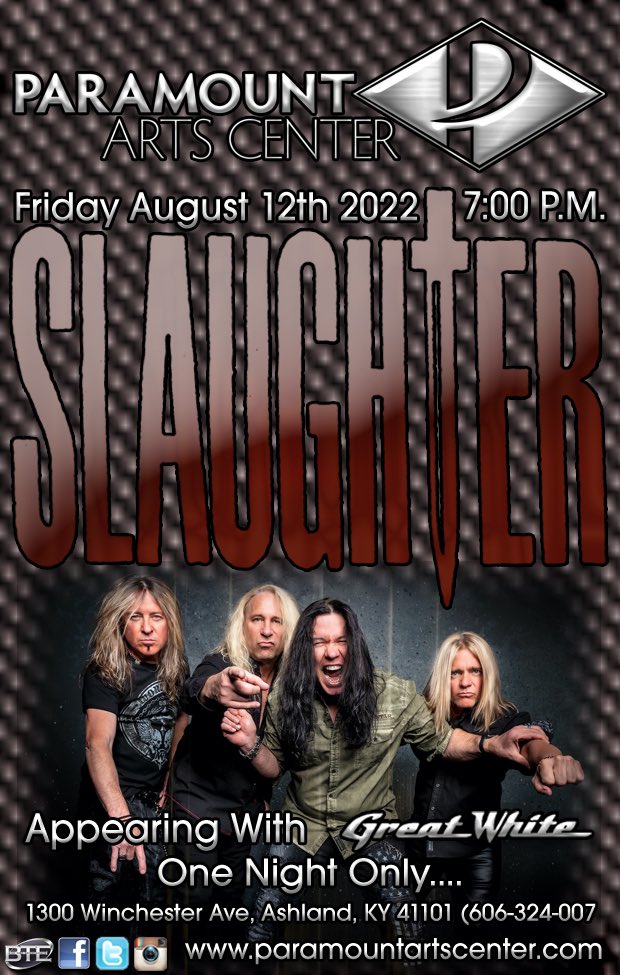 Mark Slaughter (@markslaughter33) on Twitter photo Concert Reminder
When: This Friday August 12th 2022
Where: Ashland, KY
<a href="/AshlandPAC/">Paramount Arts Center</a>
#MarkSlaughter #Slaughter #UpAllNight #FlyToTheAngels #MadAboutYou #ErnieBallStrings #PickGuyGuitarPicks #CarlinoGuitars #FuTone #MorleyPedals #PariahPickups
#KemperAmps
#GodinGuitars Concert Reminder
When: This Friday August 12th 2022
Where: Ashland, KY
<a href="/AshlandPAC/">Paramount Arts Center</a>
#MarkSlaughter #Slaughter #UpAllNight #FlyToTheAngels #MadAboutYou #ErnieBallStrings #PickGuyGuitarPicks #CarlinoGuitars #FuTone #MorleyPedals #PariahPickups
#KemperAmps
#GodinGuitars