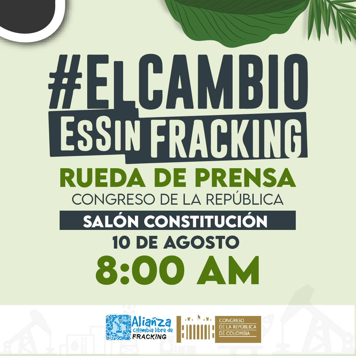 JuliaMirandaLo's tweet photo. !Llegó la hora Colombia! #ElCambioEsSinFracking.
Mañana a las 8 a.m, varios congresistas de distintas bancadas nos unimos para radicar el proyecto de ley para prohibir la exploración y producción de yacimientos no convencionales #Fracking. https://t.co/mNKcmHB7iE